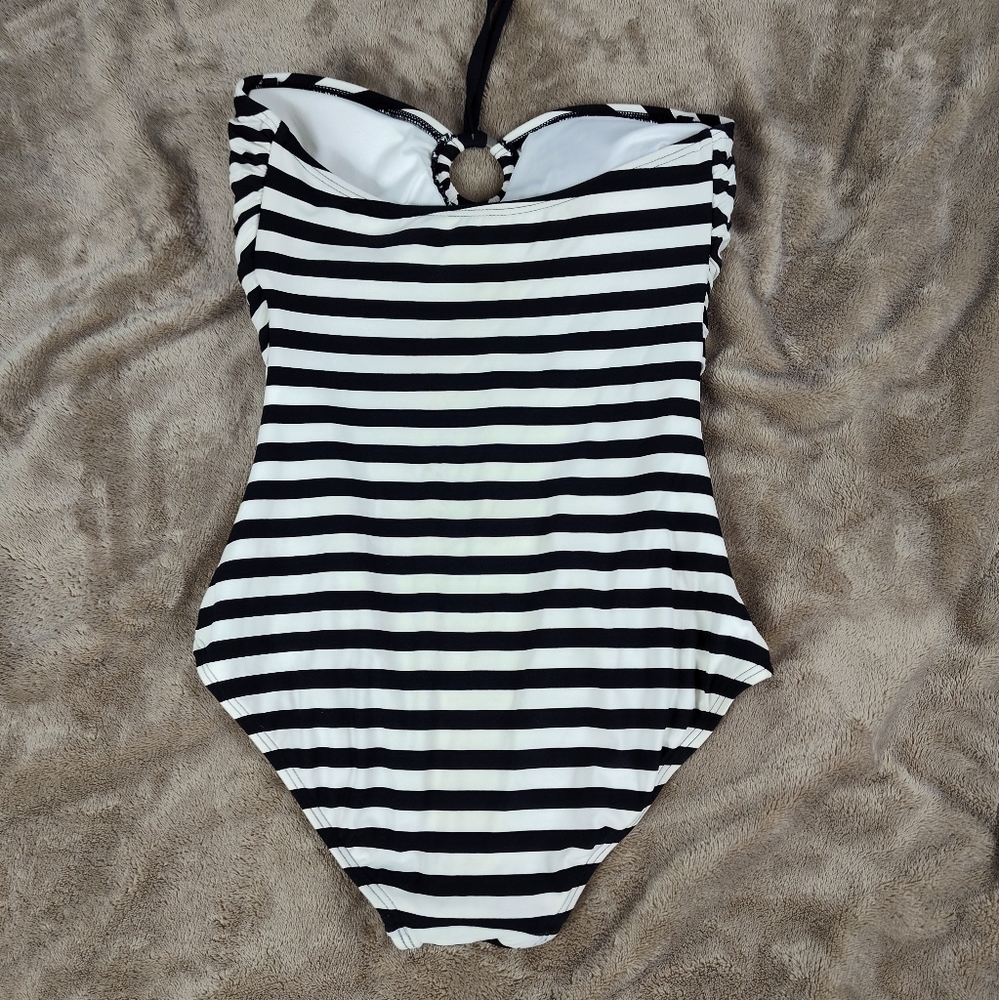 MICHAEL Michael Kors Black Striped Halter Swimsuit 8 - Picture 9 of 11